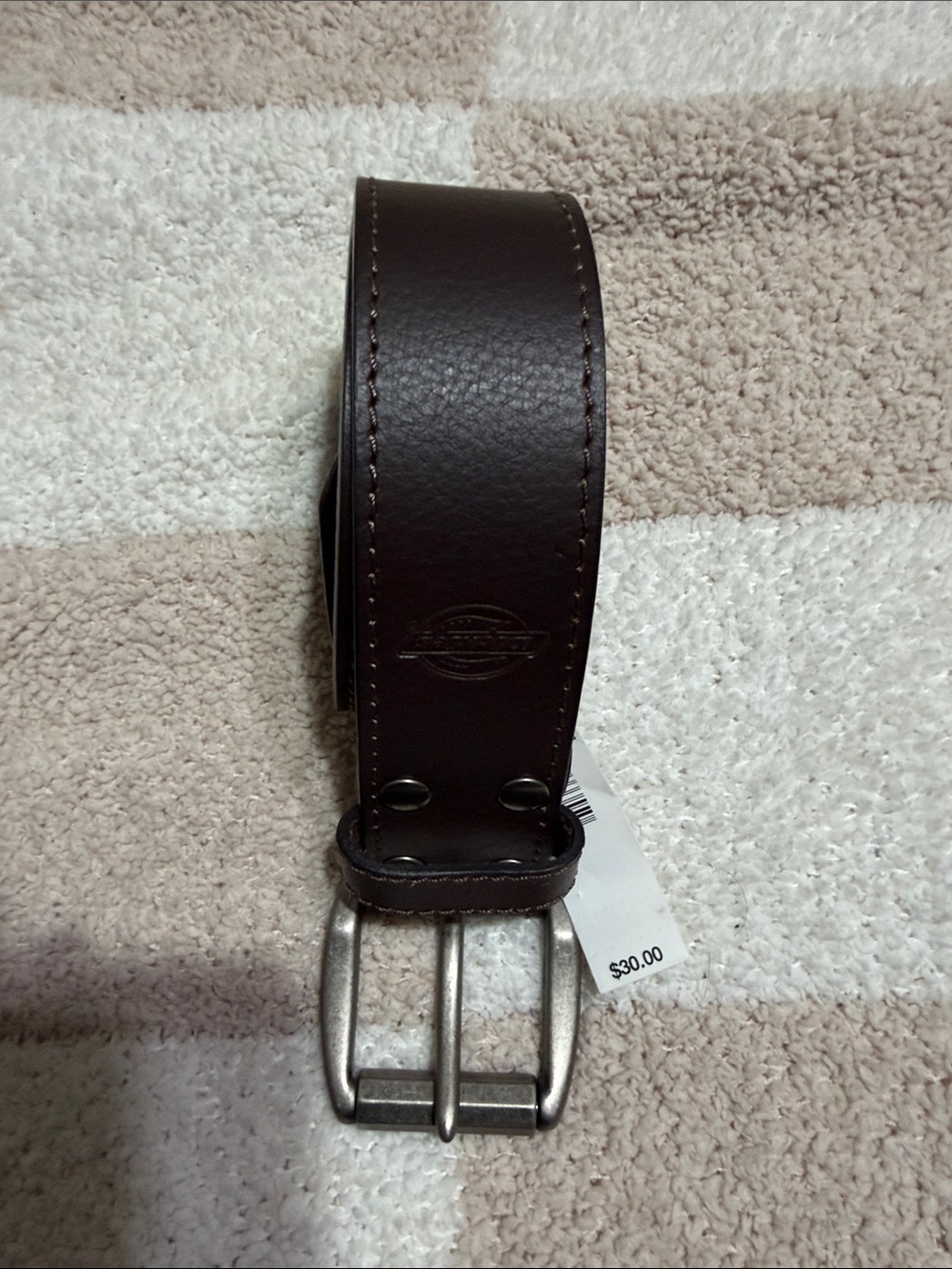 Dickies Brown Leather Belt with Metal Buckle